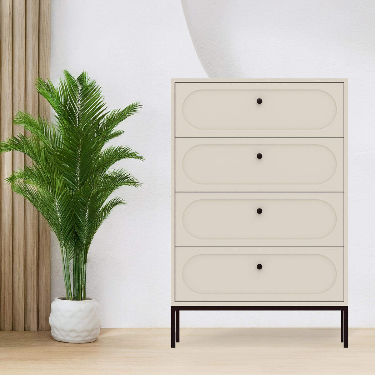 KOMMODE TILA, Cremefarbig - Creme, Holzwerkstoff (75.9/115.5/40cm) - KONSIMO®