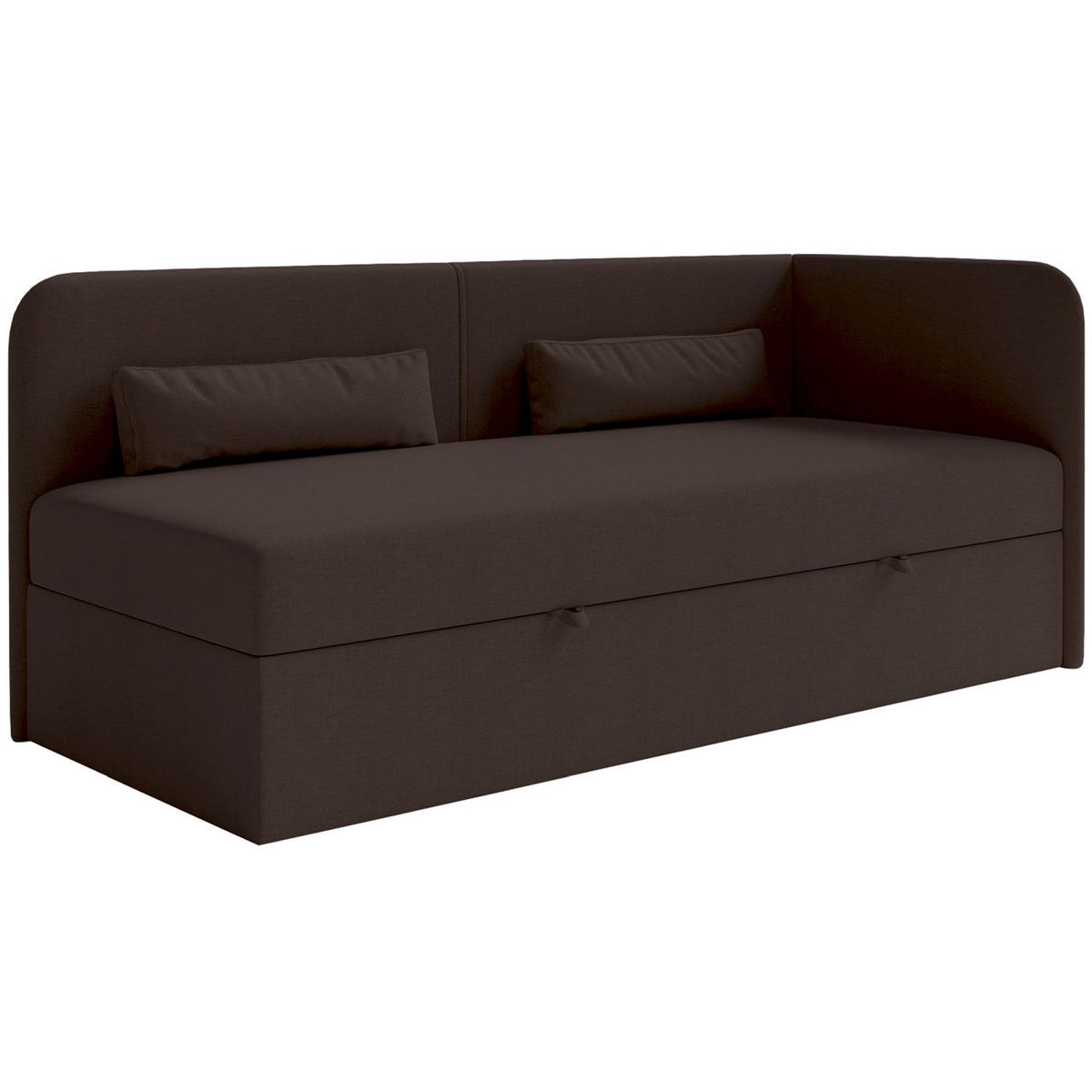 JUGENDBETT Calmmo Dunkelbraun mit Chenille-Bezug, Kopfteil rechts - Dunkelbraun, Textil (90/200cm) - Selsey