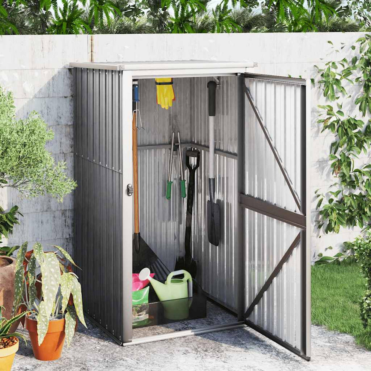 GERÄTEHAUS Grau 88/89/161 Cm Verzinkter Stahl - Grau, Metall (88/161/89cm) - vidaXL