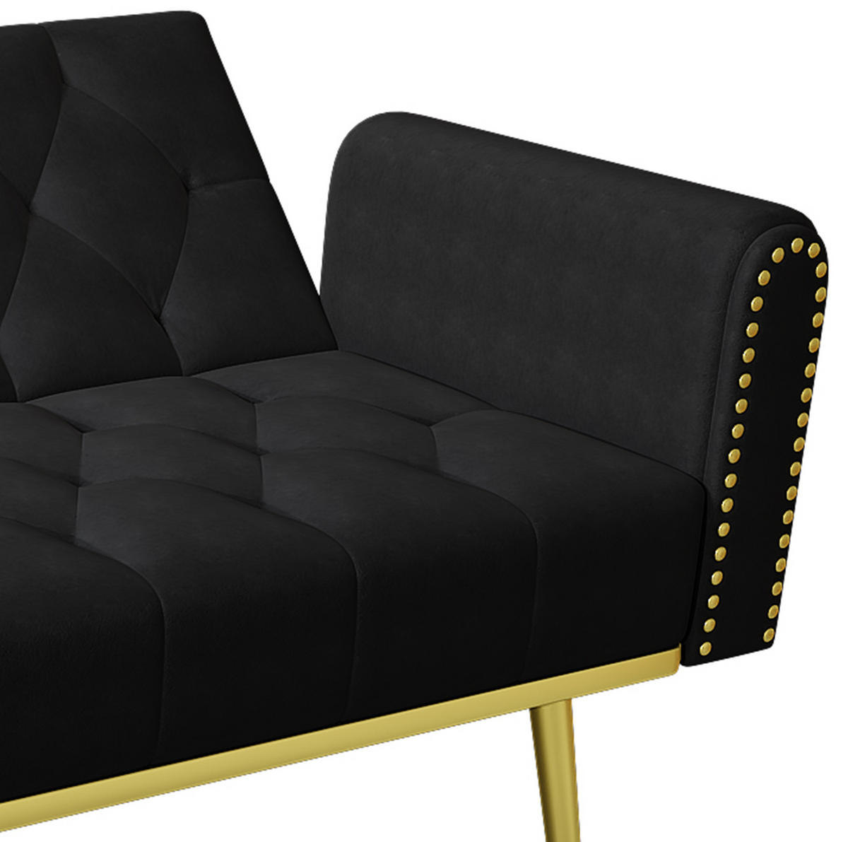 SCHLAFSOFA mit Liegefunktion 175 x 80 cm Samt Schwarz - Schwarz, Kunststoff (175/73.5/80cm) - Meubliv