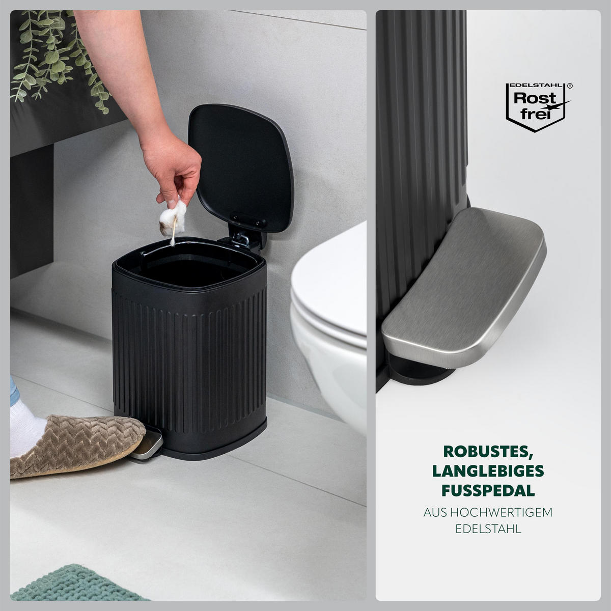 KOSMETIKEIMER 6 Liter, schwarz - Schwarz, Metall (20/27/27cm) - eluno