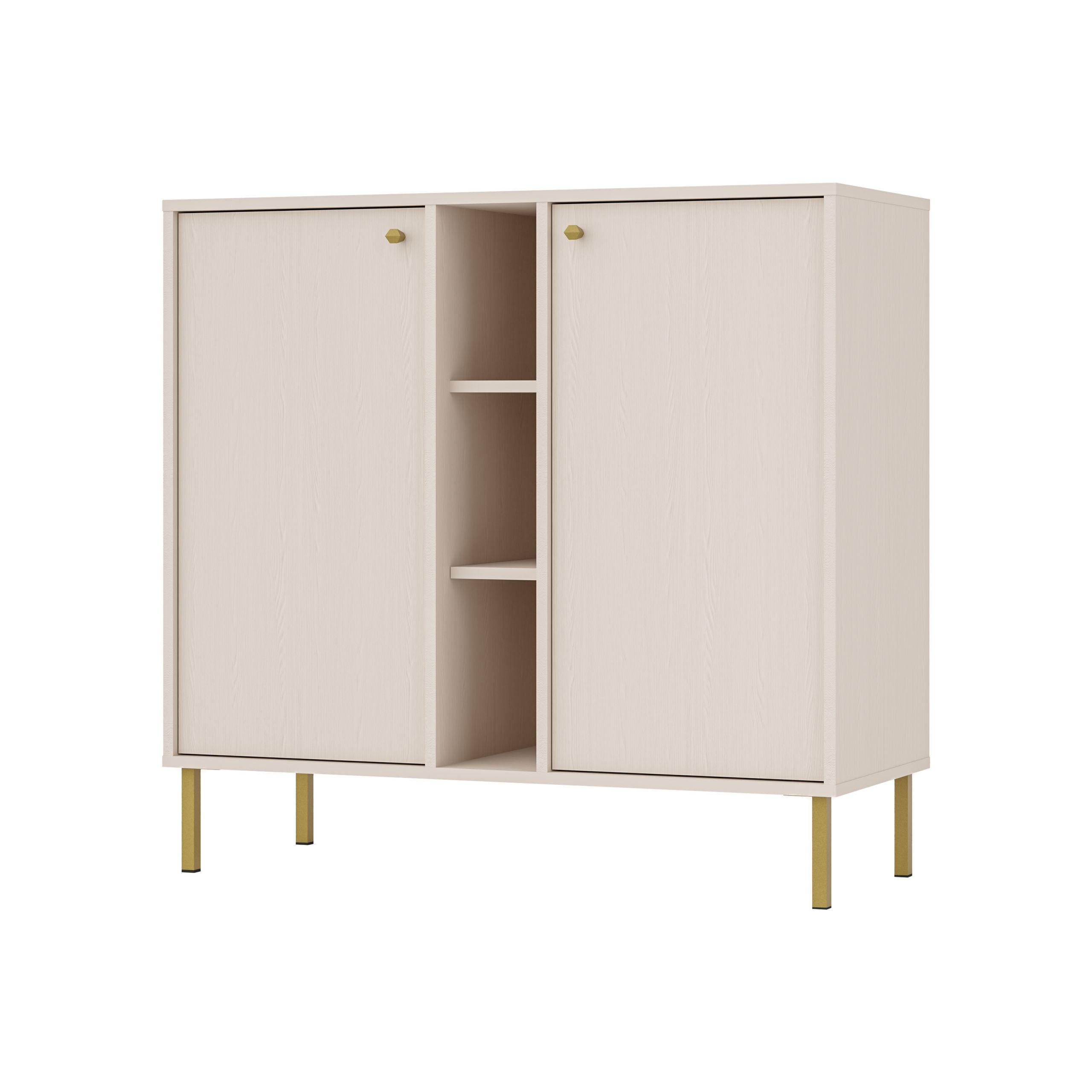 SIDEBOARD TORINO 100/95/41cm 2 Türen Beige - Beige, Holzwerkstoff (100/95/41cm) - MASSENO