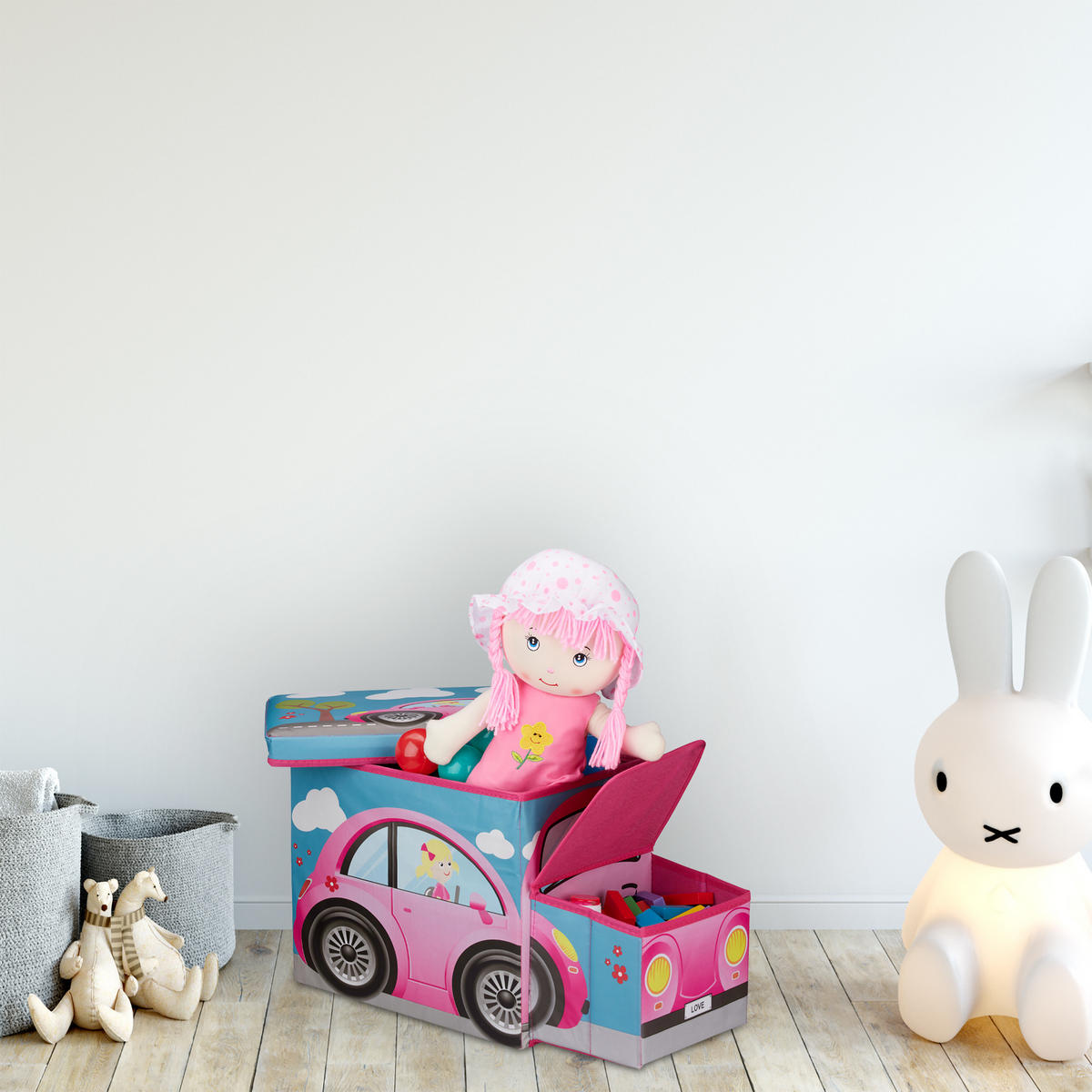SITZBOX Kinder - Multicolor, Holzwerkstoff/Wellpappe (27/33/56cm) - Relaxdays