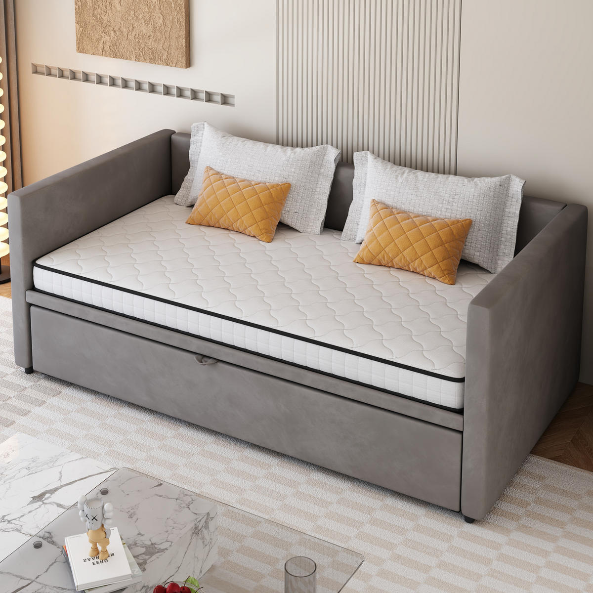 BOXSPRINGMATRATZE 90/190 cm Weiß, Dicke: 12 cm, Härtegrad: H3 - Weiß, Textil (90/190cm) - Oxeza