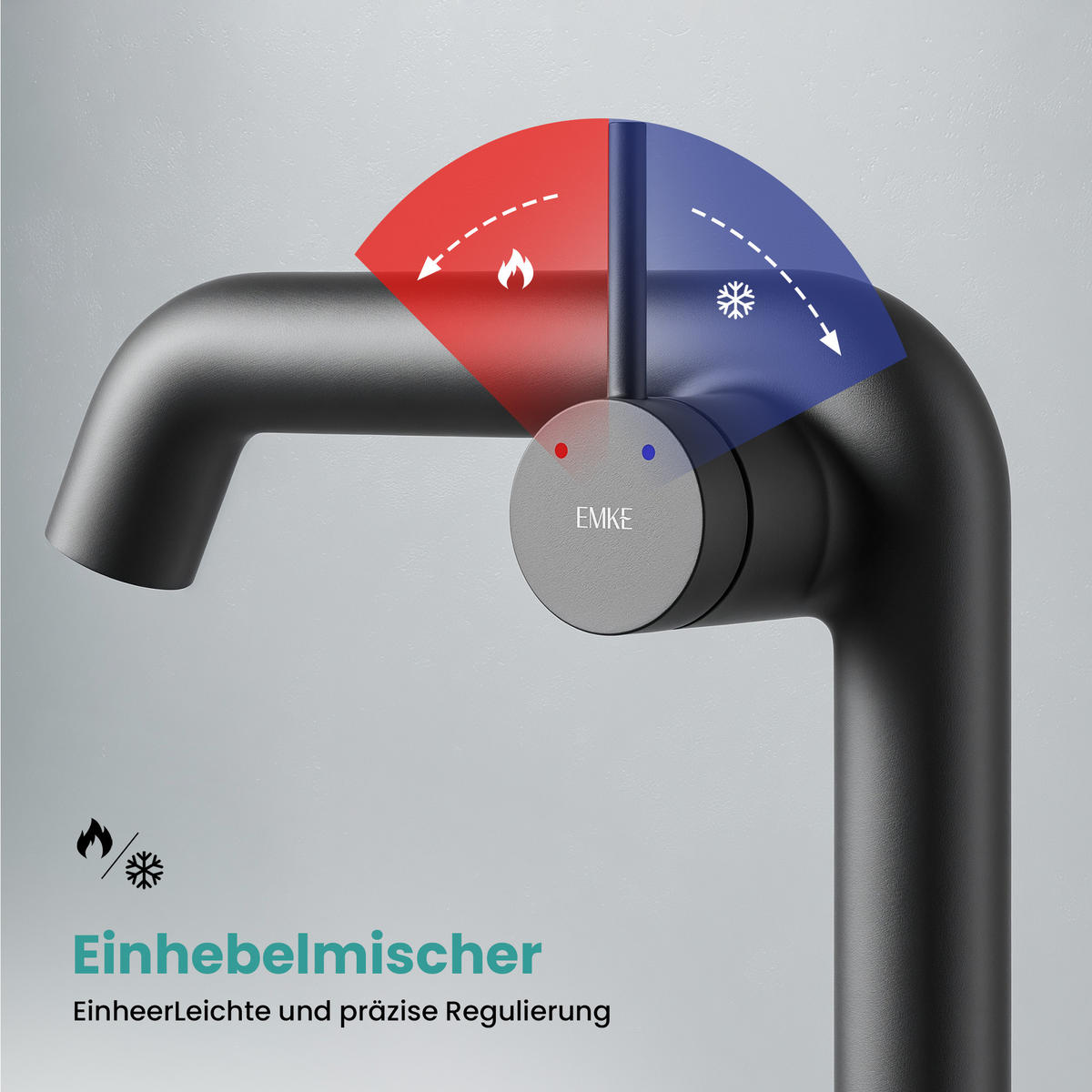 WASCHTISCHARMATUR Ventilkernzertifizierung Schwarz Matt 15cm - Schwarz, Metall (20/7.6/22.2cm) - EMKE