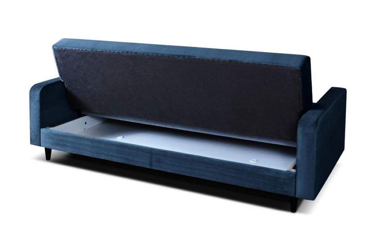 SOFA Luna 213cm im skandinavisches Stil, mit Schlaffunktion und Bettkasten, dunkelblau - Blau, Kunststoff (213/92/94cm) - Margaret Hadas24