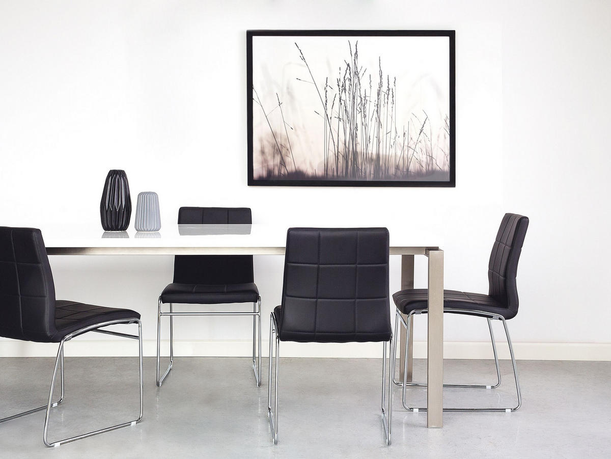 ESSZIMMERSTUHL 2er-Set Kunstleder Schwarz Kiron - Schwarz, Textil/Metall (50/84/54cm) - Beliani