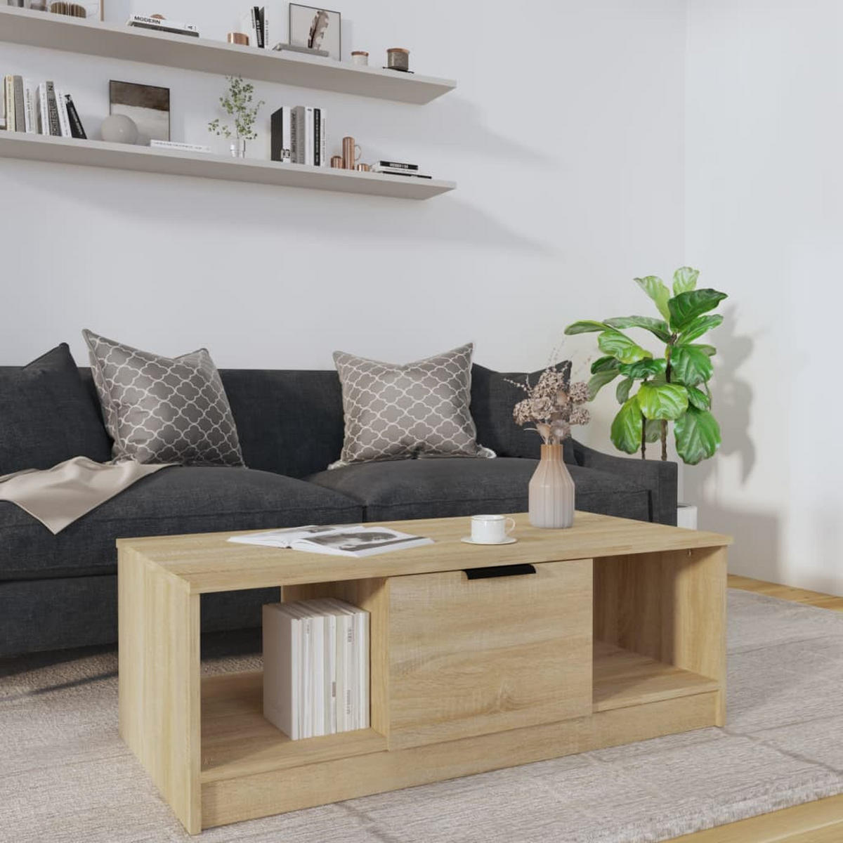 COUCHTISCH Sonoma-Eiche 102x50x36 cm Holzwerkstoff - Braun, Holzwerkstoff (102/50/36cm) - furnicato