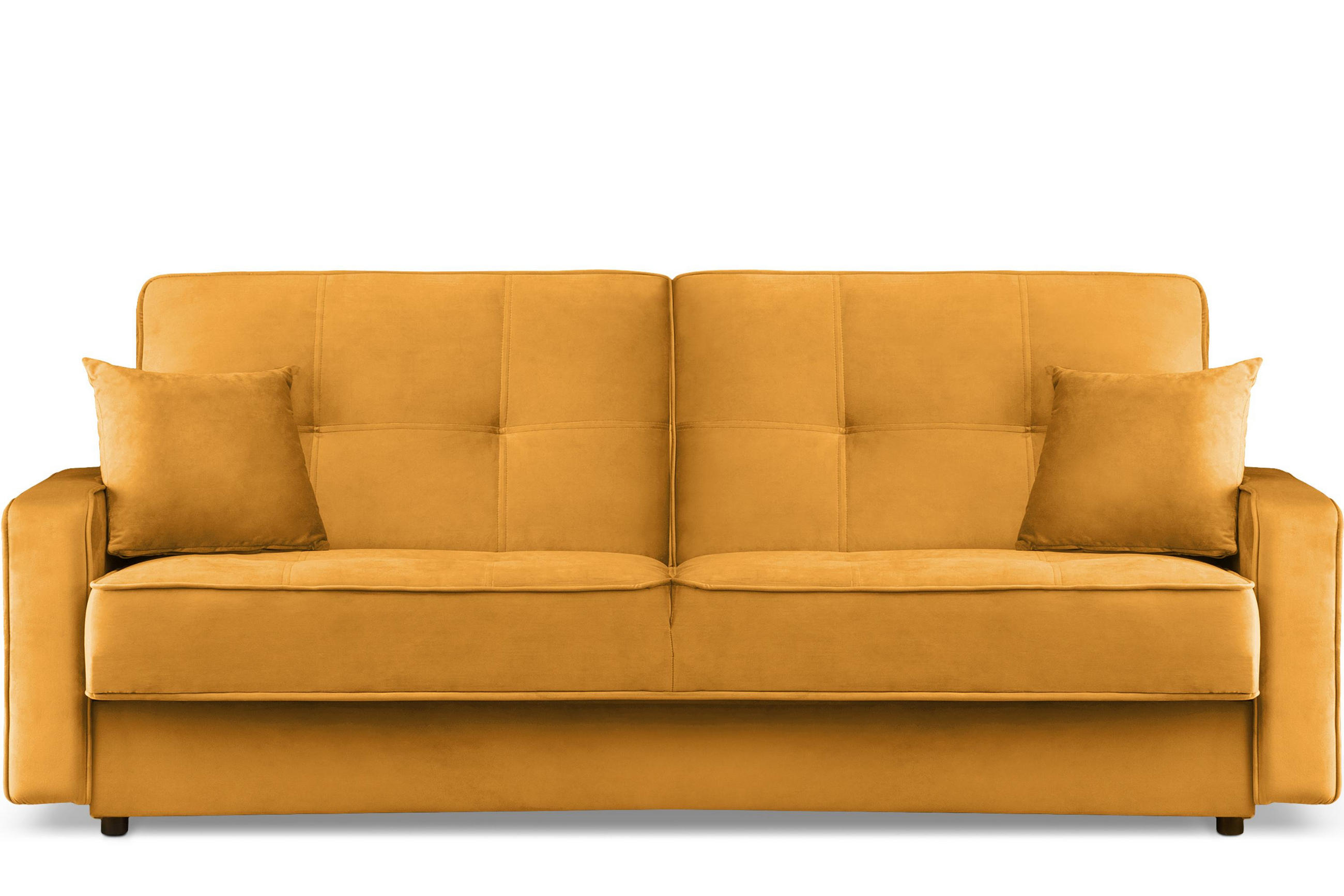 SCHLAFSOFA ORIO 3 Personen, Velours-Stoff, Gelb - Gelb, Textil (219/90/90cm) - KONSIMO®