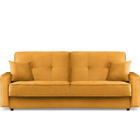 SCHLAFSOFA ORIO 3 Personen, Velours-Stoff, Gelb - Gelb, Textil (219/90/90cm) - KONSIMO®
