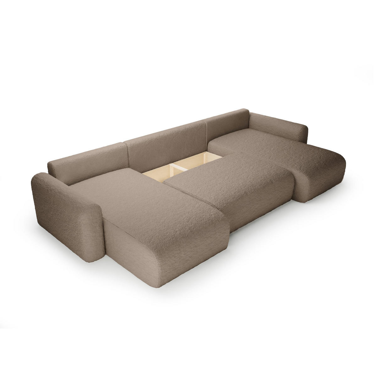 WOHNLANDSCHAFT mit Schlaffunktion Thekla U, Brown - Braun, Textil (366/70/150cm) - Fedve
