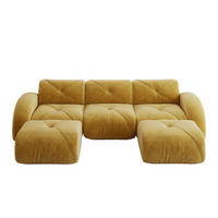 WOHNLANDSCHAFT Gelb 281/171/76 cm 3-Sitzer Modular mit Hocker - Gelb, Textil (281/76/171cm) - PANGIVO