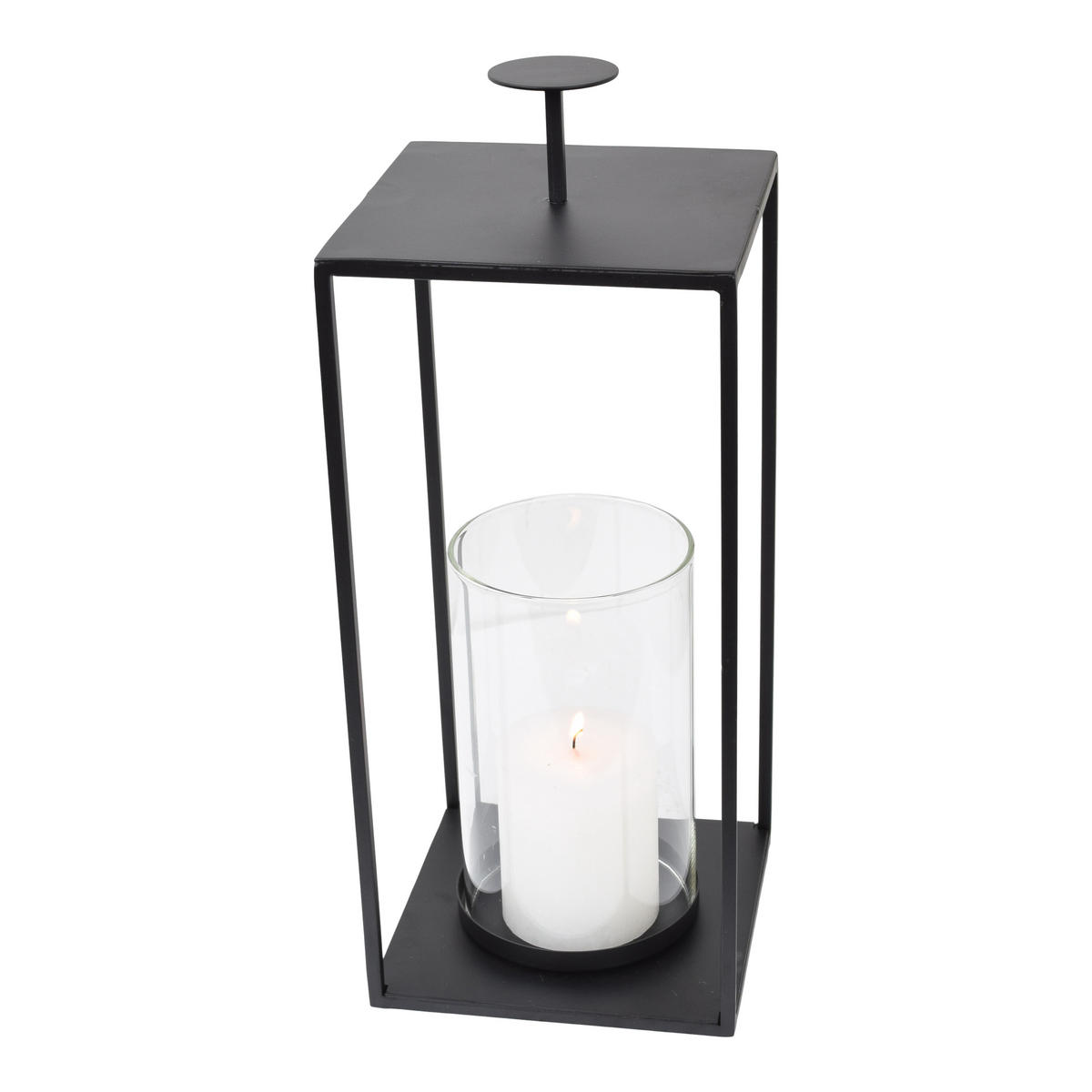 LOFT42 Laterne Bradley mit Glas - Schwarz - 32x15x15 - Schwarz, Metall (15/32/15cm) - LOFT42