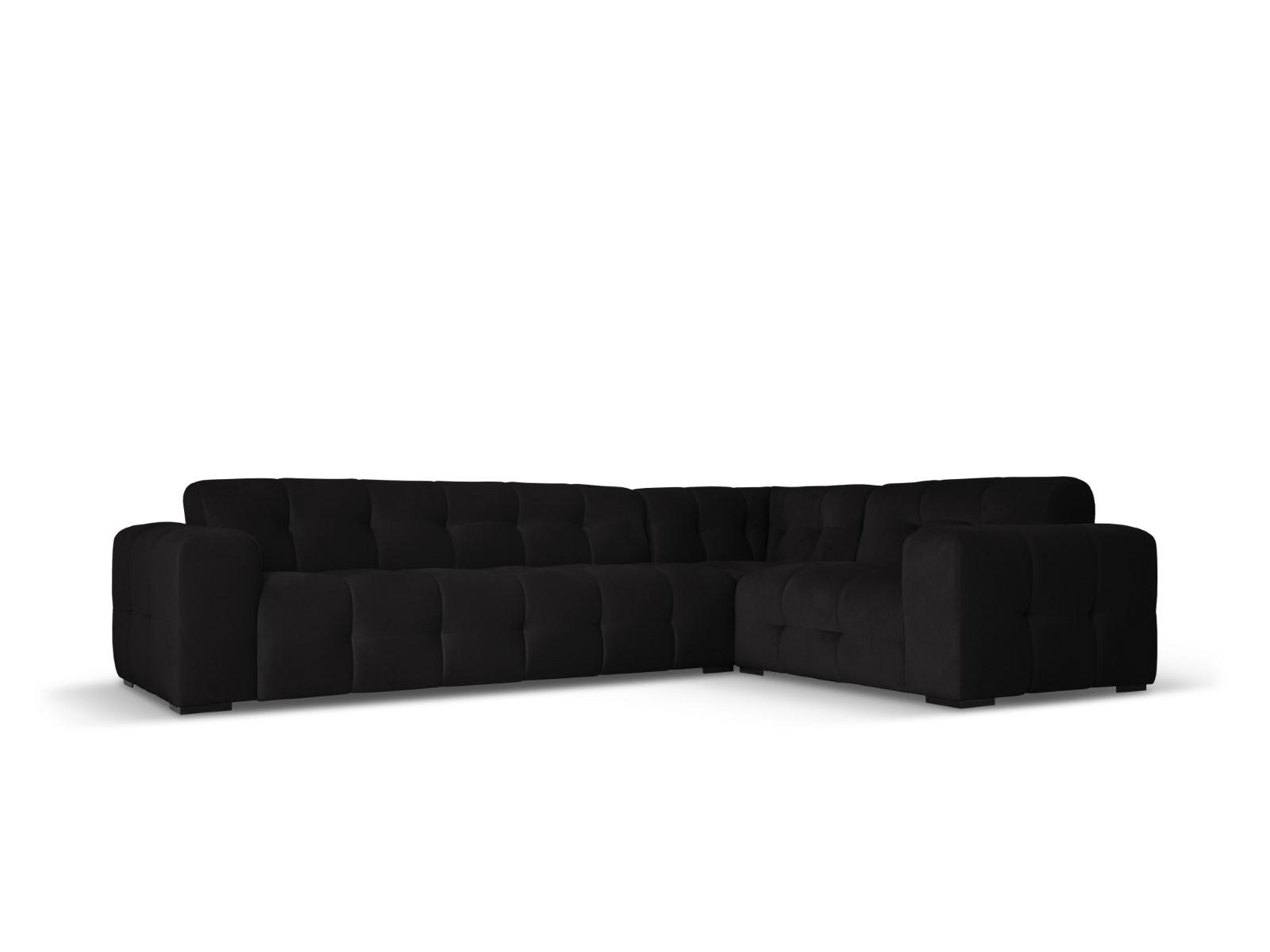 ECKSOFA rechts Kendal aus Samt schwarz 6 Sitzplätze - Schwarz, Textil (231/332cm) - Micadoni