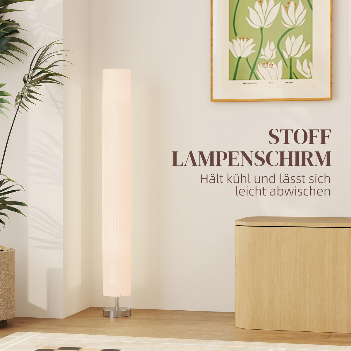 STEHLEUCHTE Edelstahl Polyester Weiß - Weiß, Metall (14/14/120cm) - HOMCOM