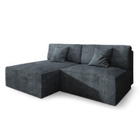 ECKSOFA FIORO P Graphitfarben Kordstoff mit Schlaffunktion - Graphitfarben/Grau, Holz/Kunststoff (204/148cm) - MASSENO