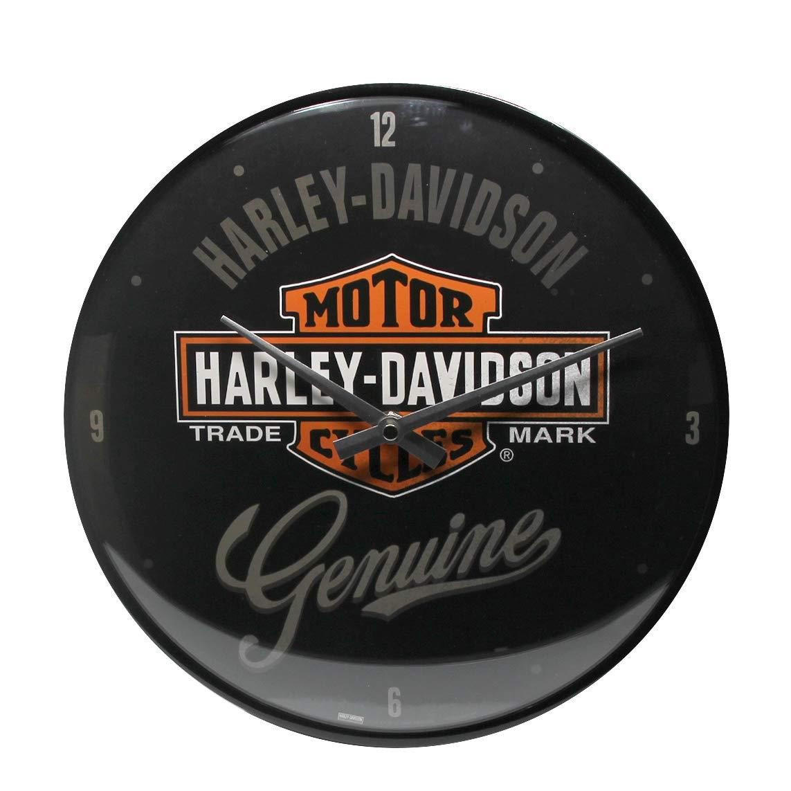 WANDUHR 31 cm Harley-Davidson Genuine - Dunkelorange/Schwarz, Metall (31/31/5cm) - Nostalgic-Art