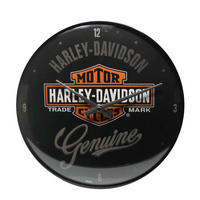 WANDUHR 31 cm Harley-Davidson Genuine - Dunkelorange/Schwarz, Metall (31/31/5cm) - Nostalgic-Art
