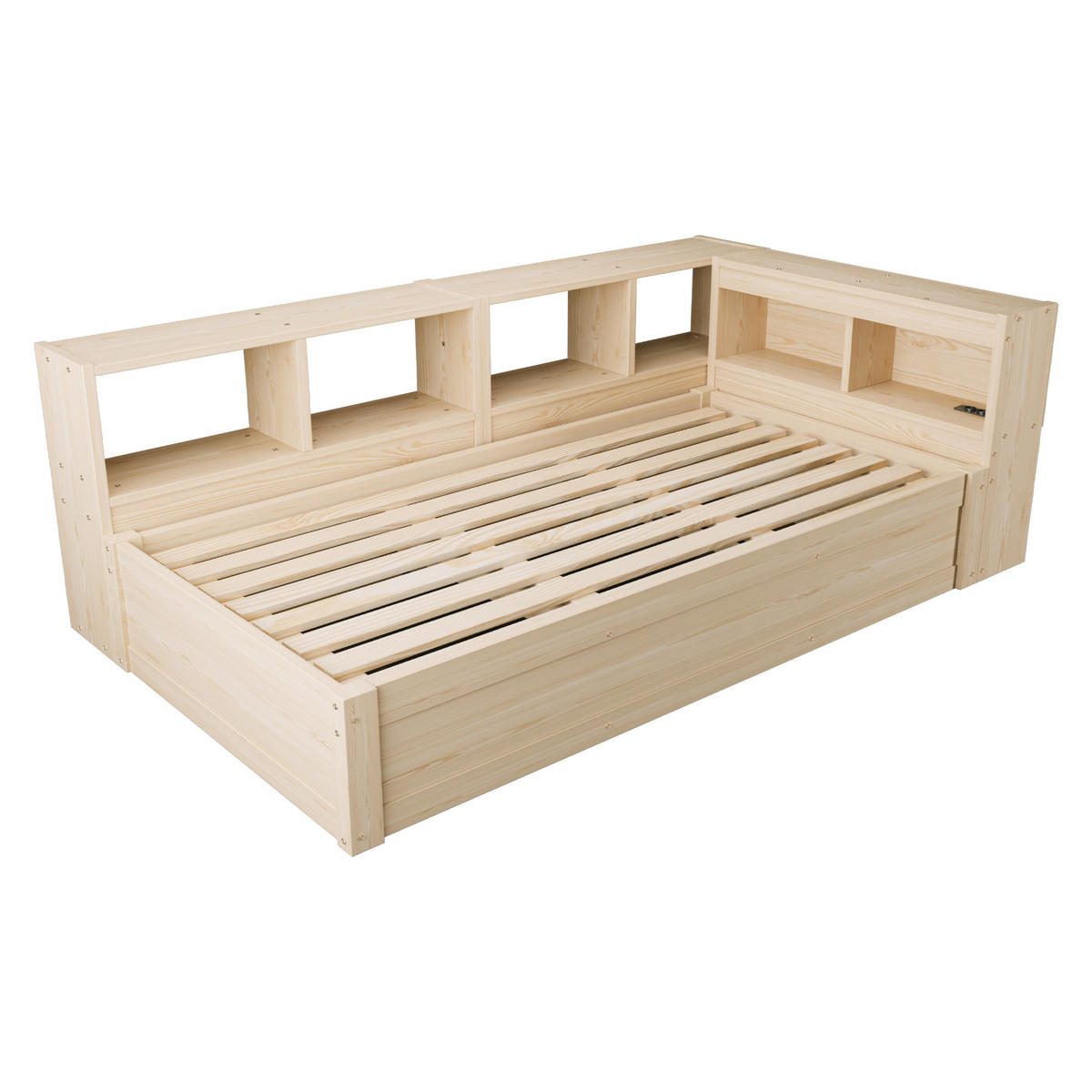 STAURAUMBETT 90/200 cm DE-32619 mit LED und Stauraum Holzfarbe - Naturfarben, Holzwerkstoff (90/200cm) - ComfortXL