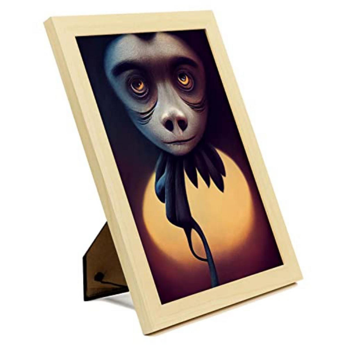 POSTER Set mit 4 Hören Tier im T Burton Goth Stil A4 Rahmen aus hellem Holz - Beige, Papier (29.7/3cm) - Nacnic