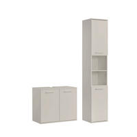BADMÖBEL-SET 2-teilig Der Steuermann - Beige, Holz (103/180/34cm) - Mokebo