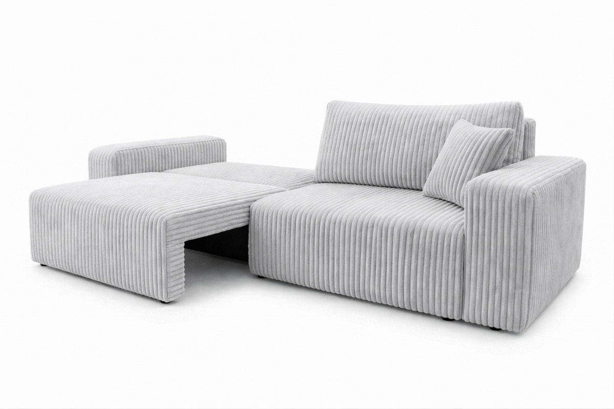 SOFA Mit Schlaffunktion Und Bettkasten, Cordstoff Tilia, Grau, BEST SCORNER - Grau, Holz (245/83/90cm) - Kaiser Möbel