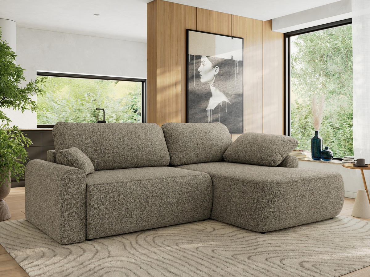 ECKSCHLAFSOFA CUBO L Grau Struktur - rechts - Schwarz/Grau, Kunststoff/Textil (187/273cm) - MKS