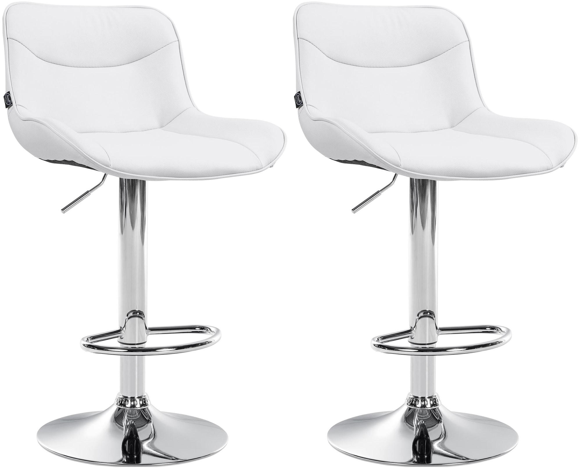 BARHOCKER 2er Set Lederlook weiß - Chromfarben/Weiß, Textil/Metall (49/85/51cm) - CLP