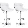BARHOCKER 2er Set Lederlook weiß - Chromfarben/Weiß, Textil/Metall (49/85/51cm) - CLP
