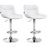 BARHOCKER 2er Set Lederlook weiß - Chromfarben/Weiß, Textil/Metall (49/85/51cm) - CLP