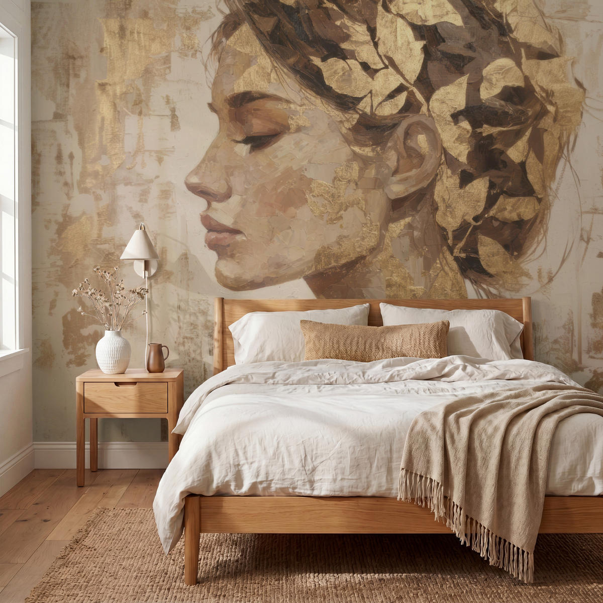 TAPETE - Frau - Gold - Abstrakt - Textur - 300x240 cm - Goldfarben, Papier (300/240cm) - OnlyWow