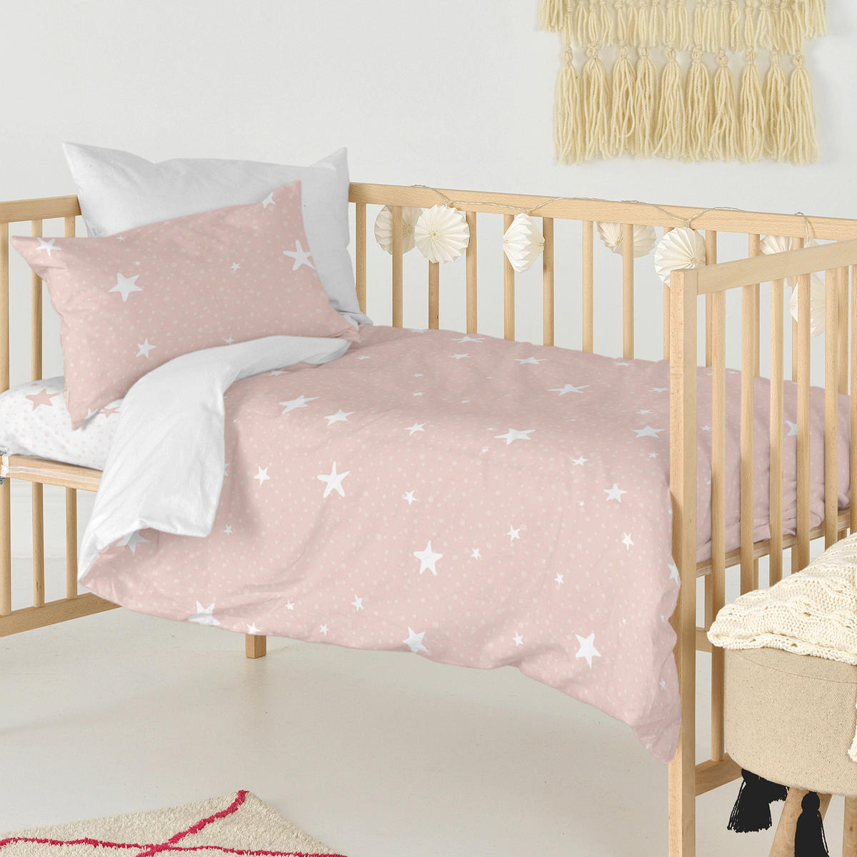 BETTBEZUG 2er-Set teiliges little star 100x120 cm (kinderbett) rosa - Pink, Textil (100/120cm) - Happy Friday