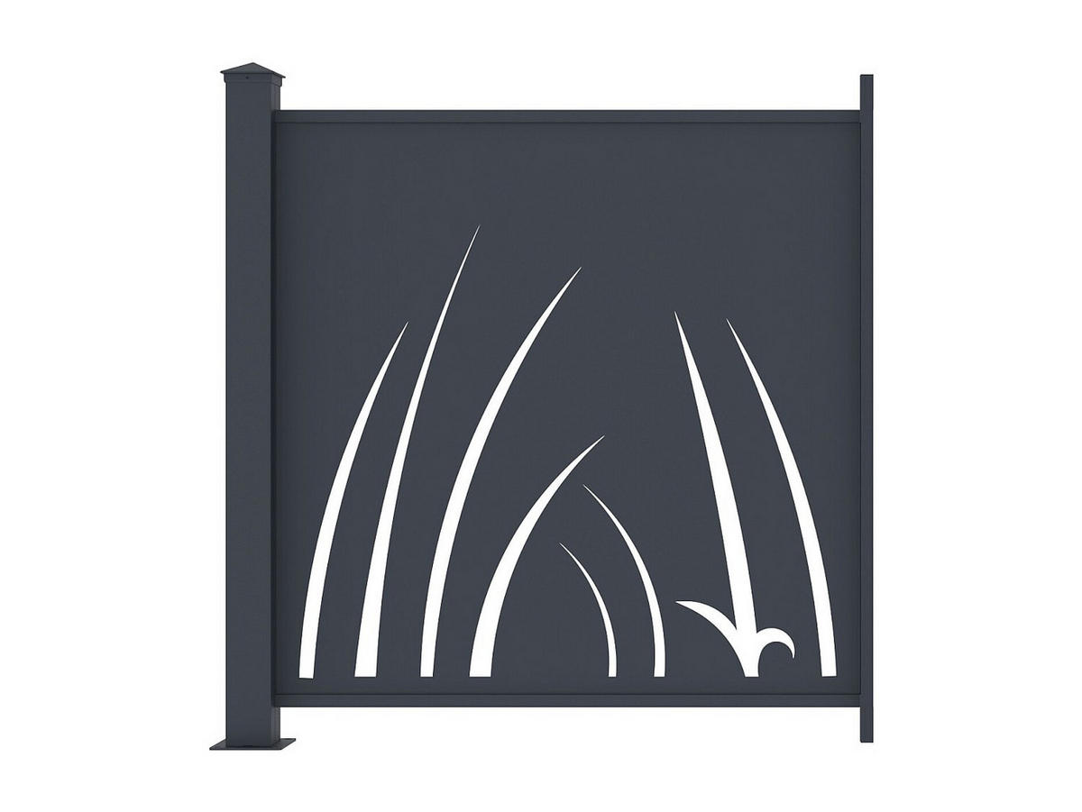 ZAUN - 102.5cm x 7.6cm - Aluminium - anthrazitgrau - BRAMENO - Anthrazit, Metall (102.5/100cm) - Vente-Unique