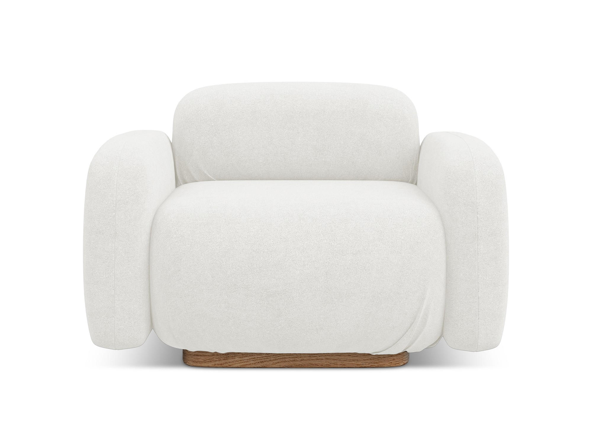 SESSEL Bouclé Stoff Weiß - Weiß/Braun, Holz/Textil (110/73/95cm) - Makamii
