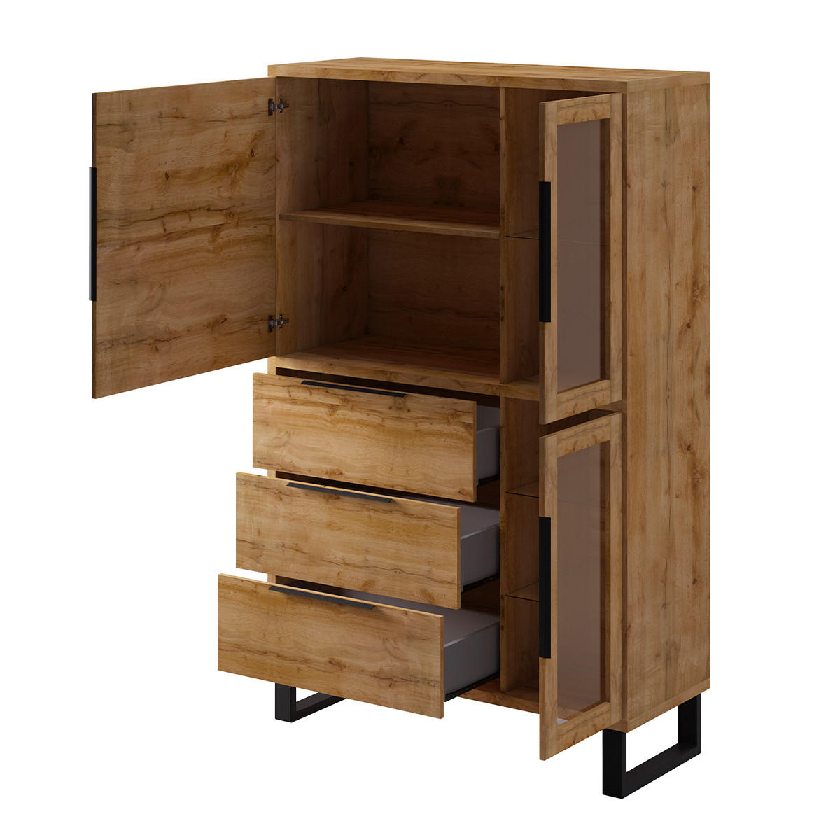 VITRÍNA Eden Dřevo a kov - hnědá, kompozitní dřevo (120/190/45cm) - Petits-meubles