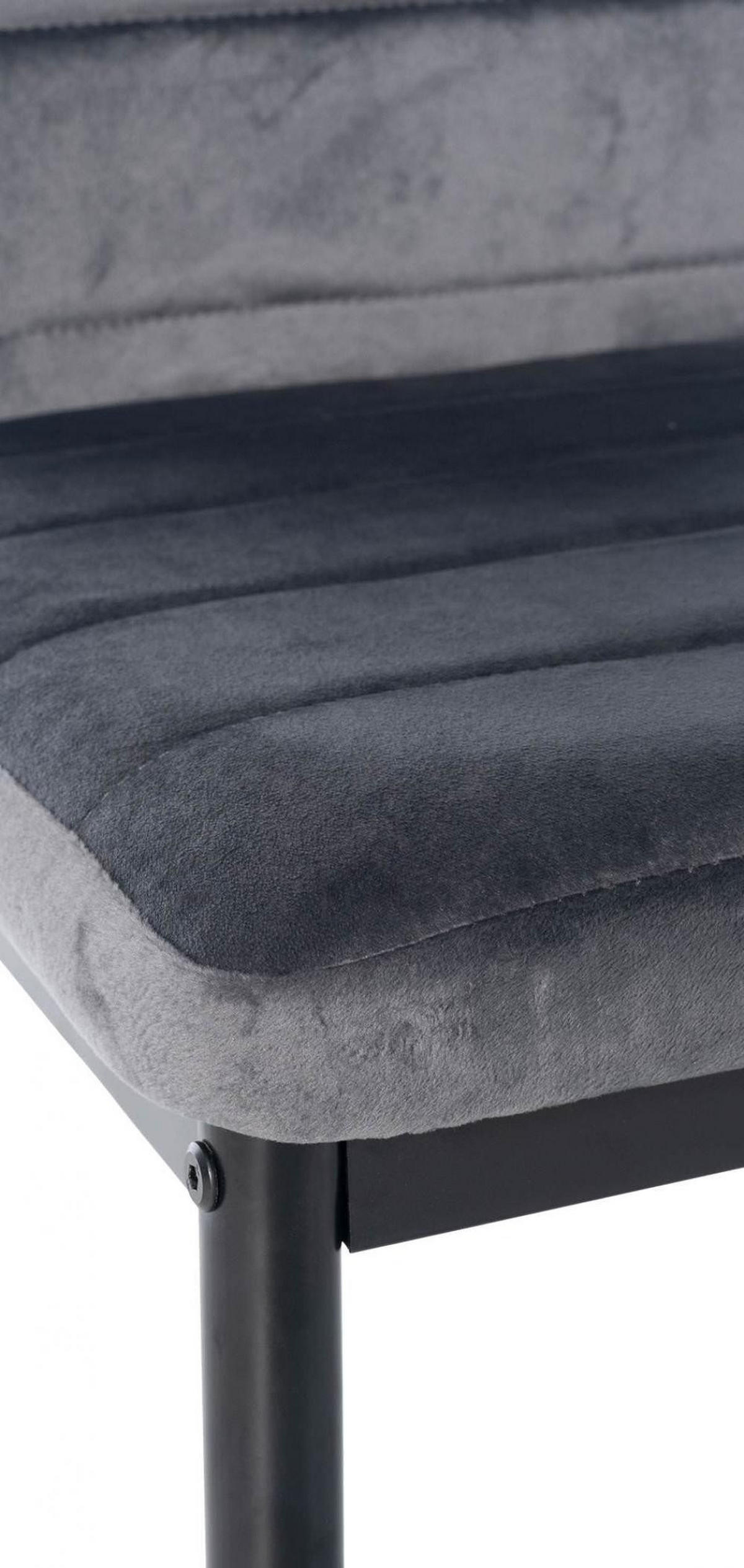 STUHL 6er Set Samt grau - Grau, Textil/Metall (41.5/99/40cm) - CLP