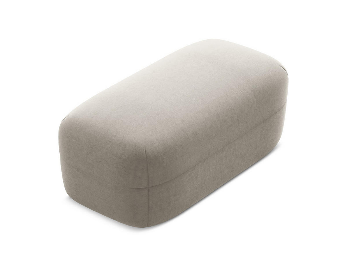 POUF Samt Stoff Grau - Taupe/Schwarz, Kunststoff/Textil (92/40/48cm) - Makamii