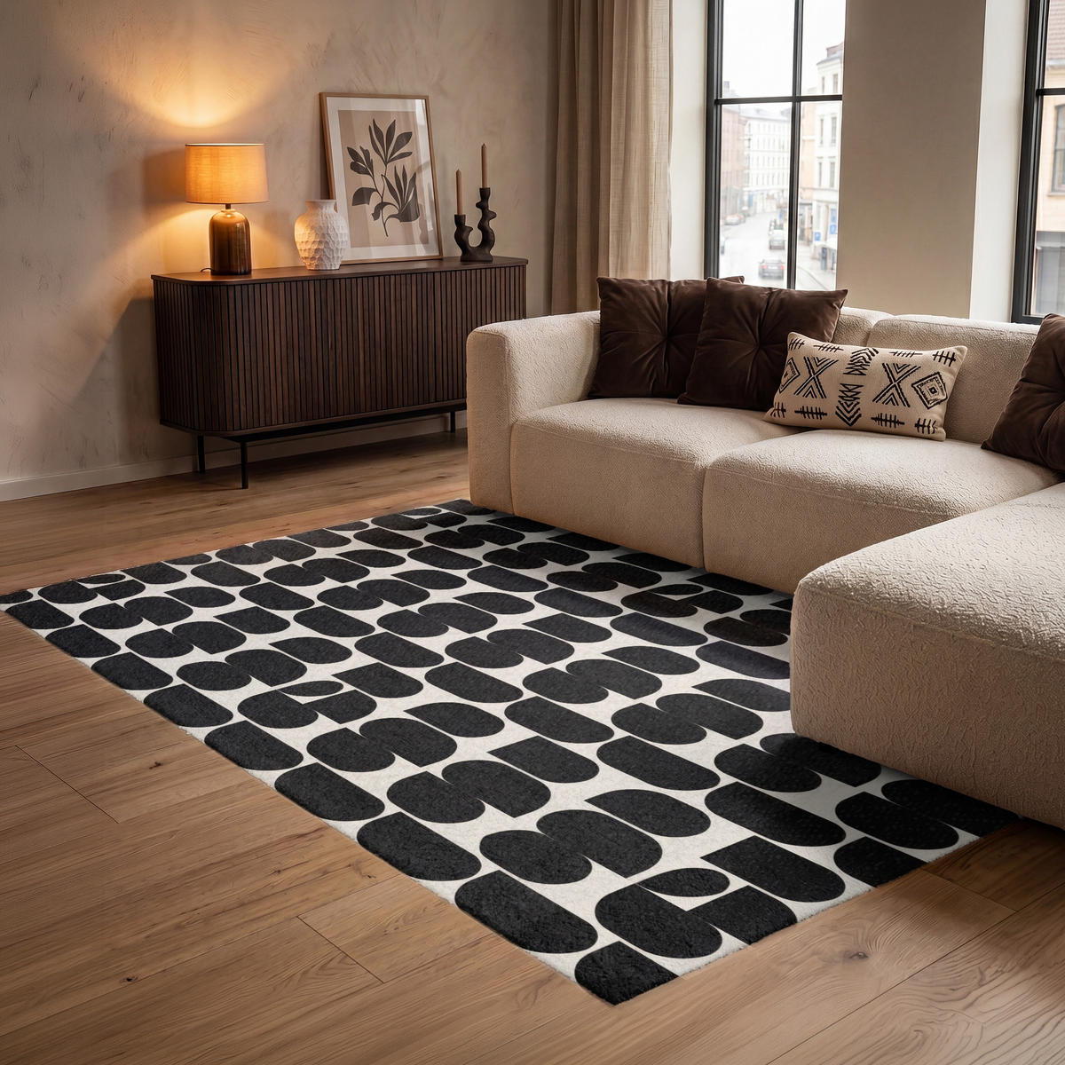 KOBERCE - Moderné - vzorované - čierne - 140x200 cm - čierna, textil/plast (140/0.4cm) - OnlyWow