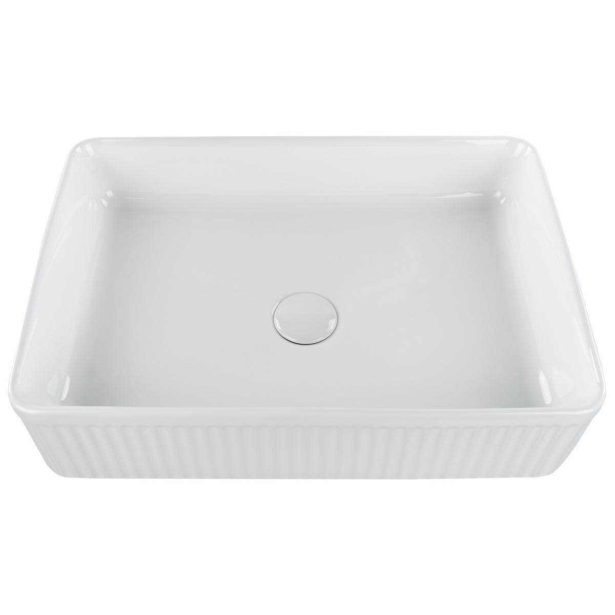 UMYVADLO NA DESKU Bílé 50/34 cm Keramika Geldo - bílá, keramika (50/13/34cm) - Beliani