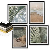 WANDBILDER 4er-Set - 50x50 cm & 40x60 cm Schwarzer Rahmen - Strandhut und Sonnenbrille - Schwarz, Kunststoff (50/50cm) - ArtPrintCave