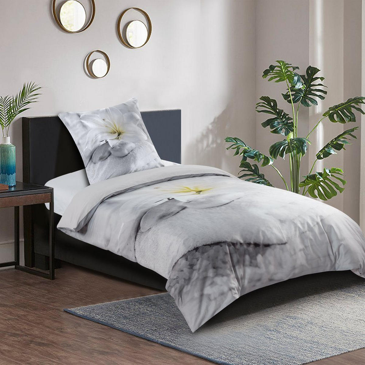 BETTWÄSCHE 4-teilig Good Feeling - Grau, Naturmaterialien (135/200cm) - Sanilo