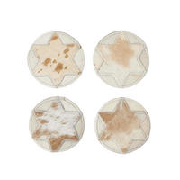 UNTERSETZER Stern, 4er-Set rund im Patchwork-Stil aus Fell & Leder, 10 cm - Multicolor, Leder (10/10cm) - Homescapes
