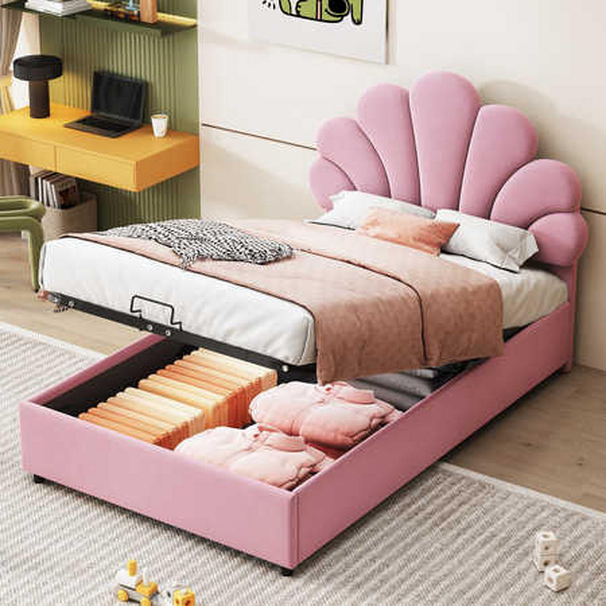 TAPECIRANI KREVET 90x200 Ružičasti Baršun Podesivo Uzglavlje - pink, tekstil (90/200cm) - FLIEKS