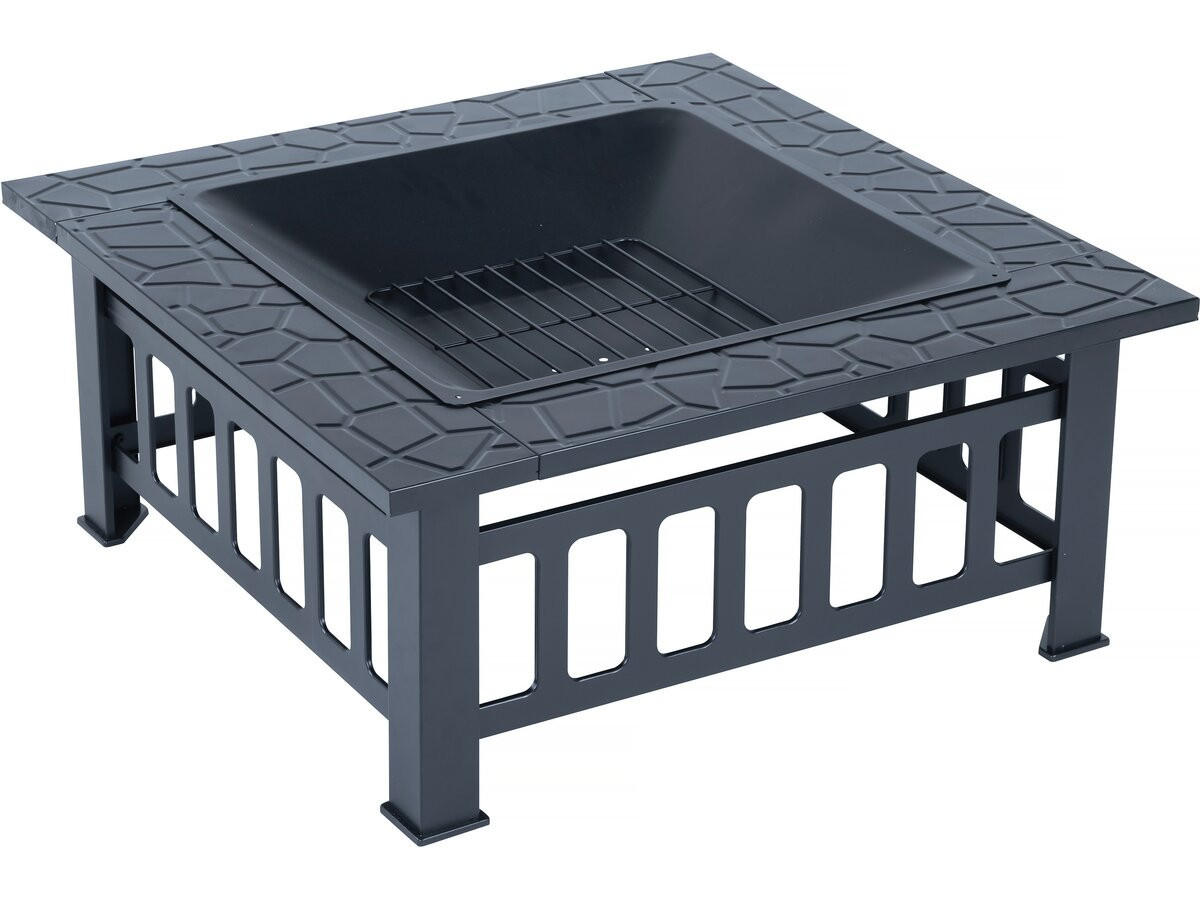 HOLZKOHLENGRILL flaméo Schwarz - Schwarz, Metall (81/45/81cm) - Habitat Garten