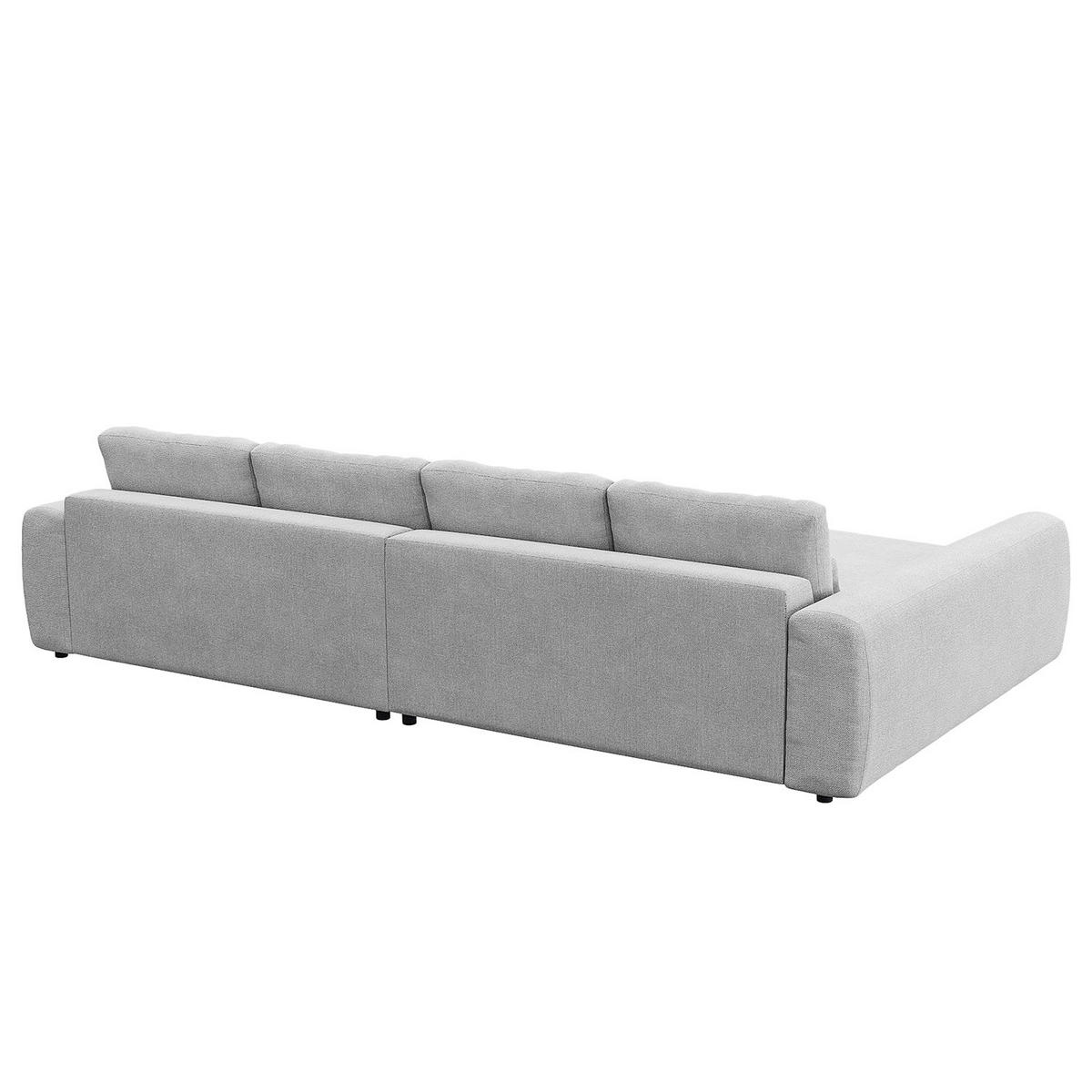 ECKSOFA mit XXL-Longchair - Hellgrau/Schwarz, Kunststoff/Textil (323/182cm) - home24