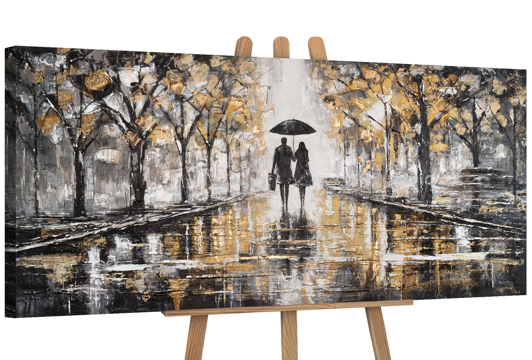 GEMÄLDE Zusammen gehen auf Keilrahmen 115x50 cm - Schwarz, Holz (115/50cm) - YS-art gallery