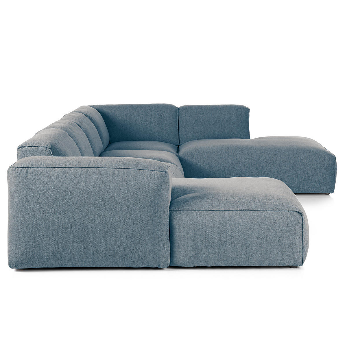 WOHNLANDSCHAFT mit Longchair - Blau/Schwarz, Kunststoff/Textil (325/71/235cm) - home24