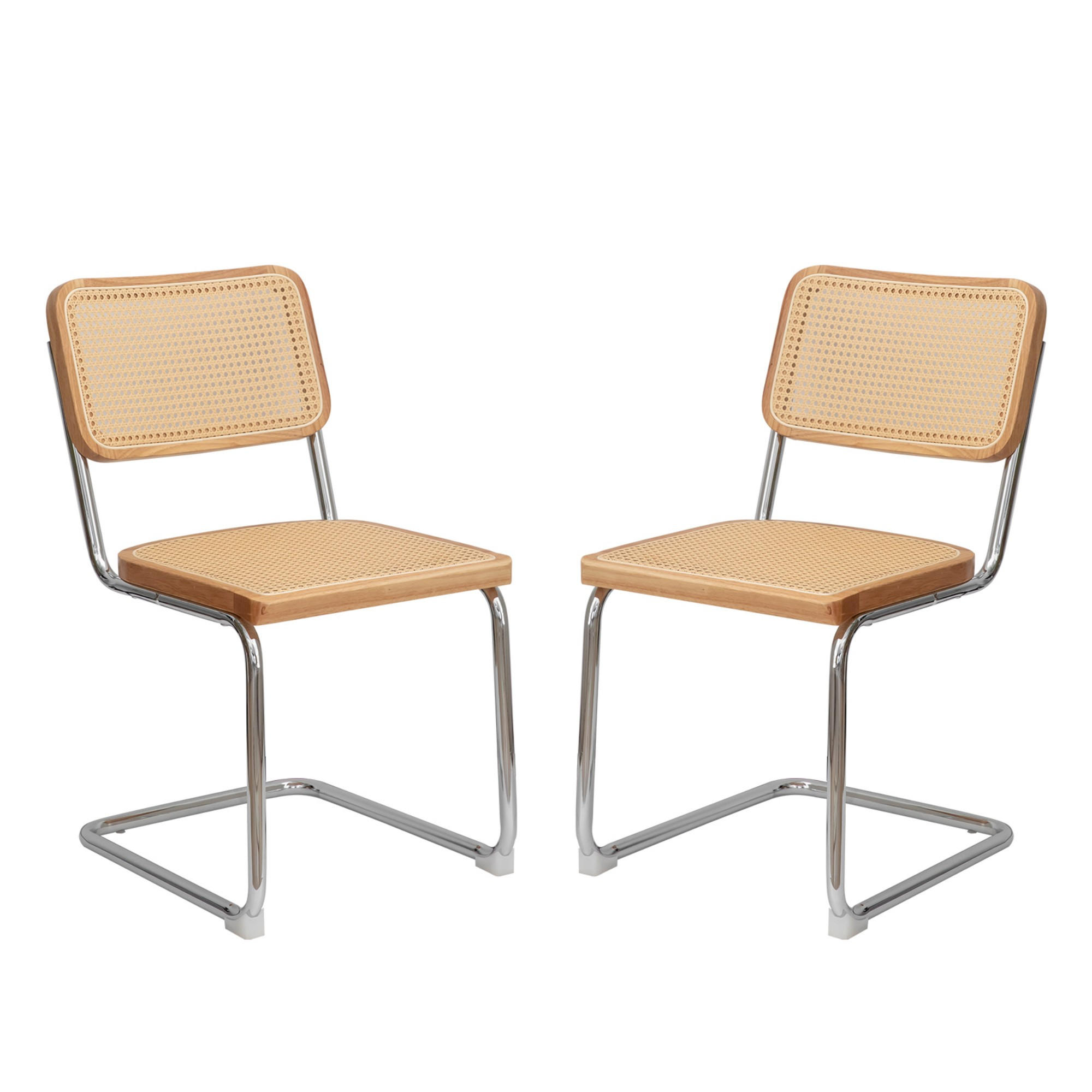 SCHWINGSTUHL 2-er Set,Freischwinger,Esszimmerstuhl,Naturfarben - Naturfarben, Metall (46.4/84.6/53cm) - LVHOM