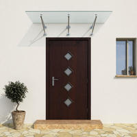 GLASVORDACH 200x90 cm Sicherheitsglas Edelstahl Satiniert V-Silber - Weiß, Glas (200/1.31/90cm) -  Glaswerk Westfalen