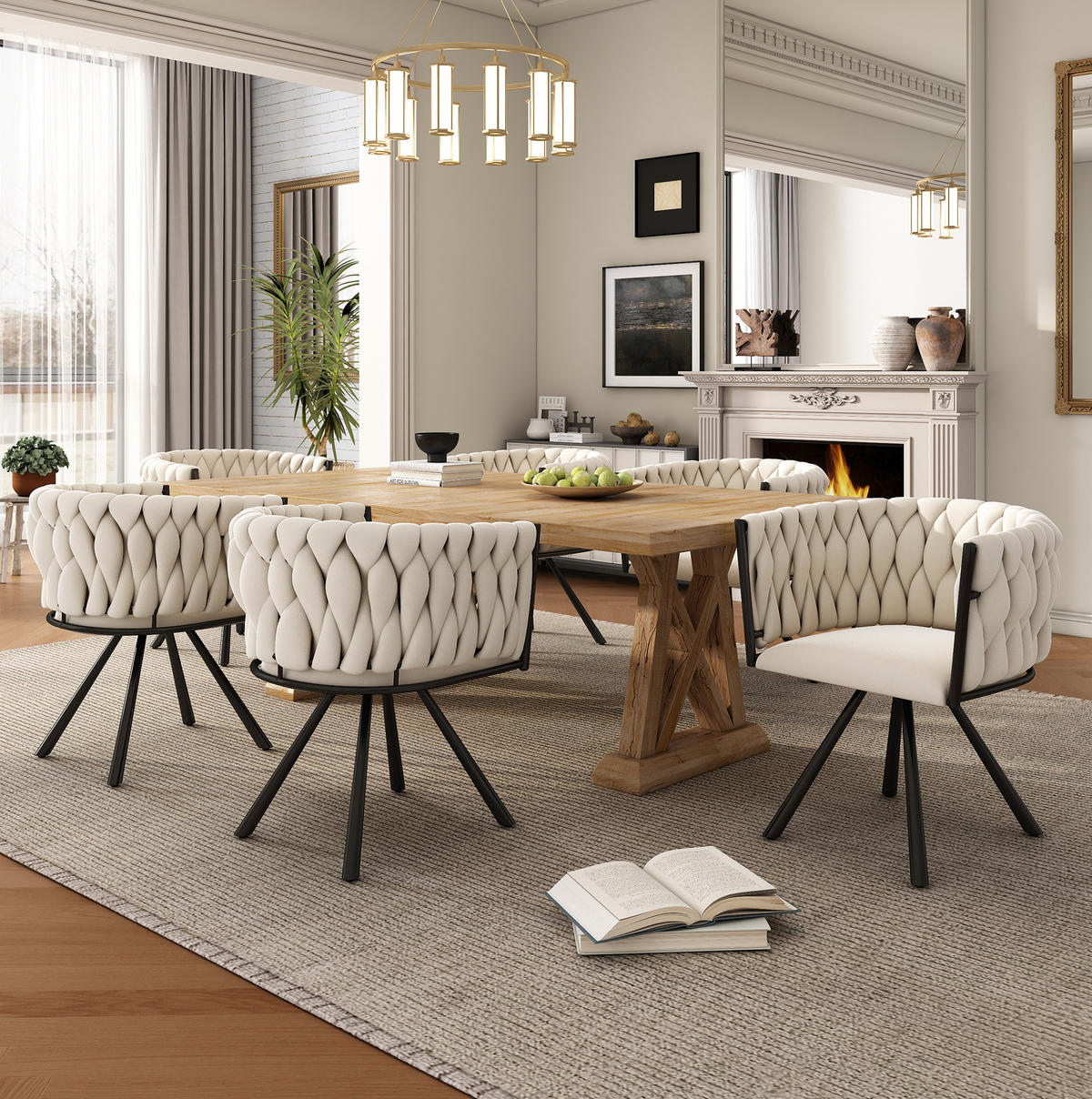 ESSZIMMERSTUHL 2er-Set 360° drehbar Samt Beige - Beige, Metall (54/72/59cm) - Meubliv
